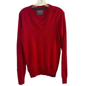 Aeropostale Red V Neck Long Sleeve Sweater Mens M Medium Cotton Blend
